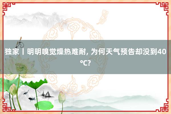 独家丨明明嗅觉燥热难耐, 为何天气预告却没到40℃?