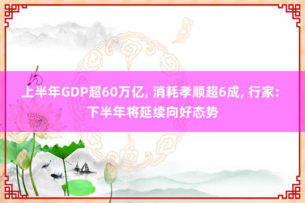 上半年GDP超60万亿, 消耗孝顺超6成, 行家: 下半年将延续向好态势