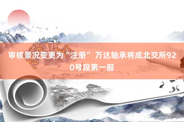 审核景况变更为“注册” 万达轴承将成北交所920号段第一股